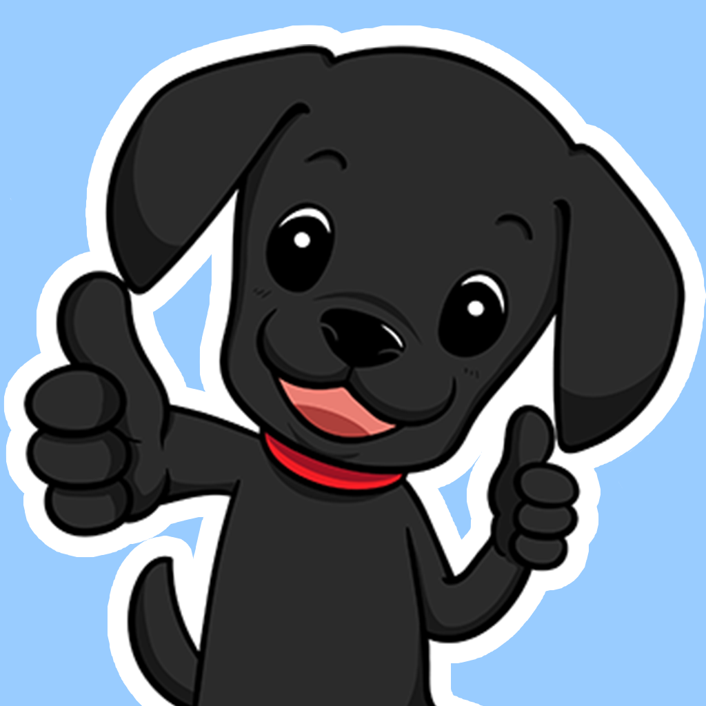 Black Lab with thumbs up