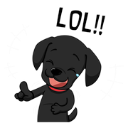 Black Lab sticker, alternate expression