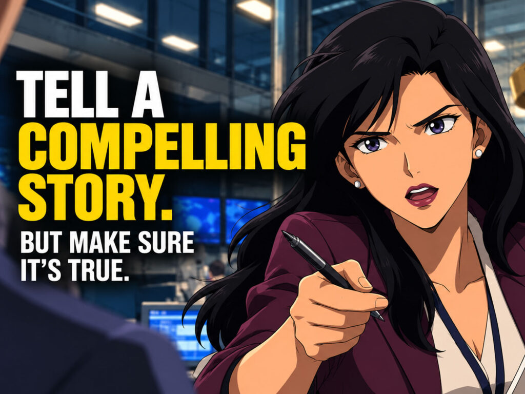 Tell a compelling story. But make sure it’s true. The image is Lois Lane.