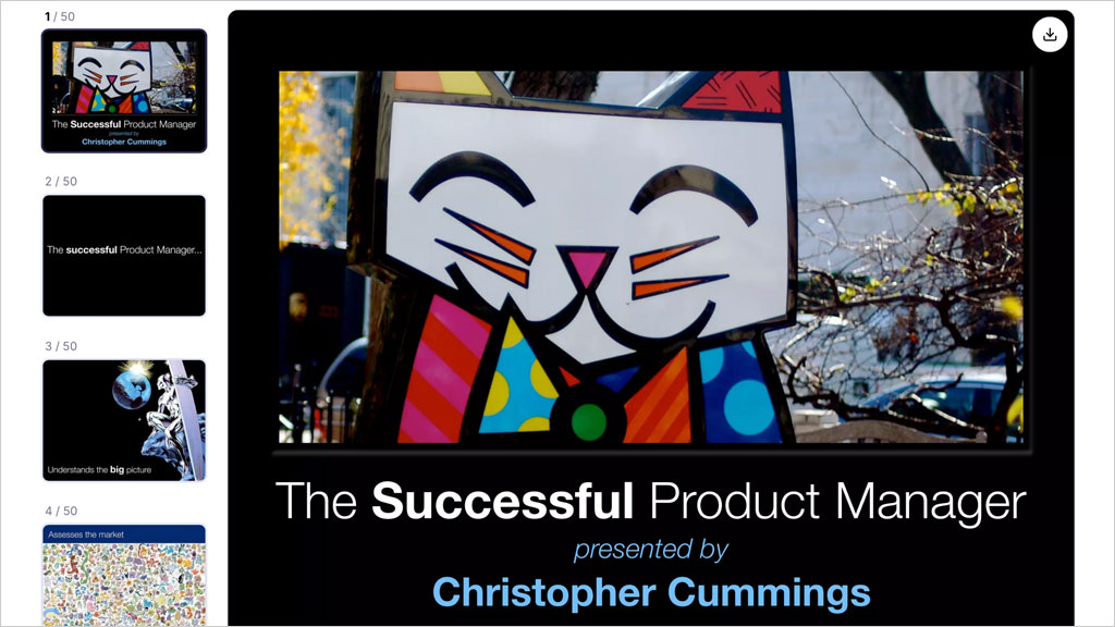 The title slide of the original 2009 presentation, The Successful Product Manager, on SlideShare.
