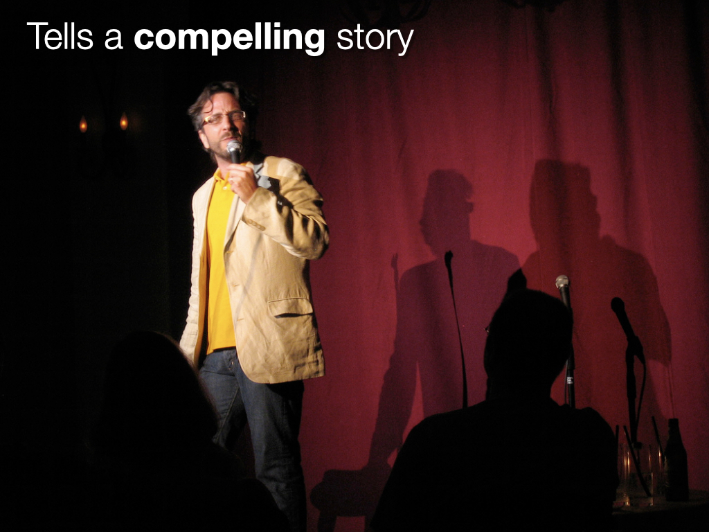 Tells a compelling story. The image is comedian Marc Maron.